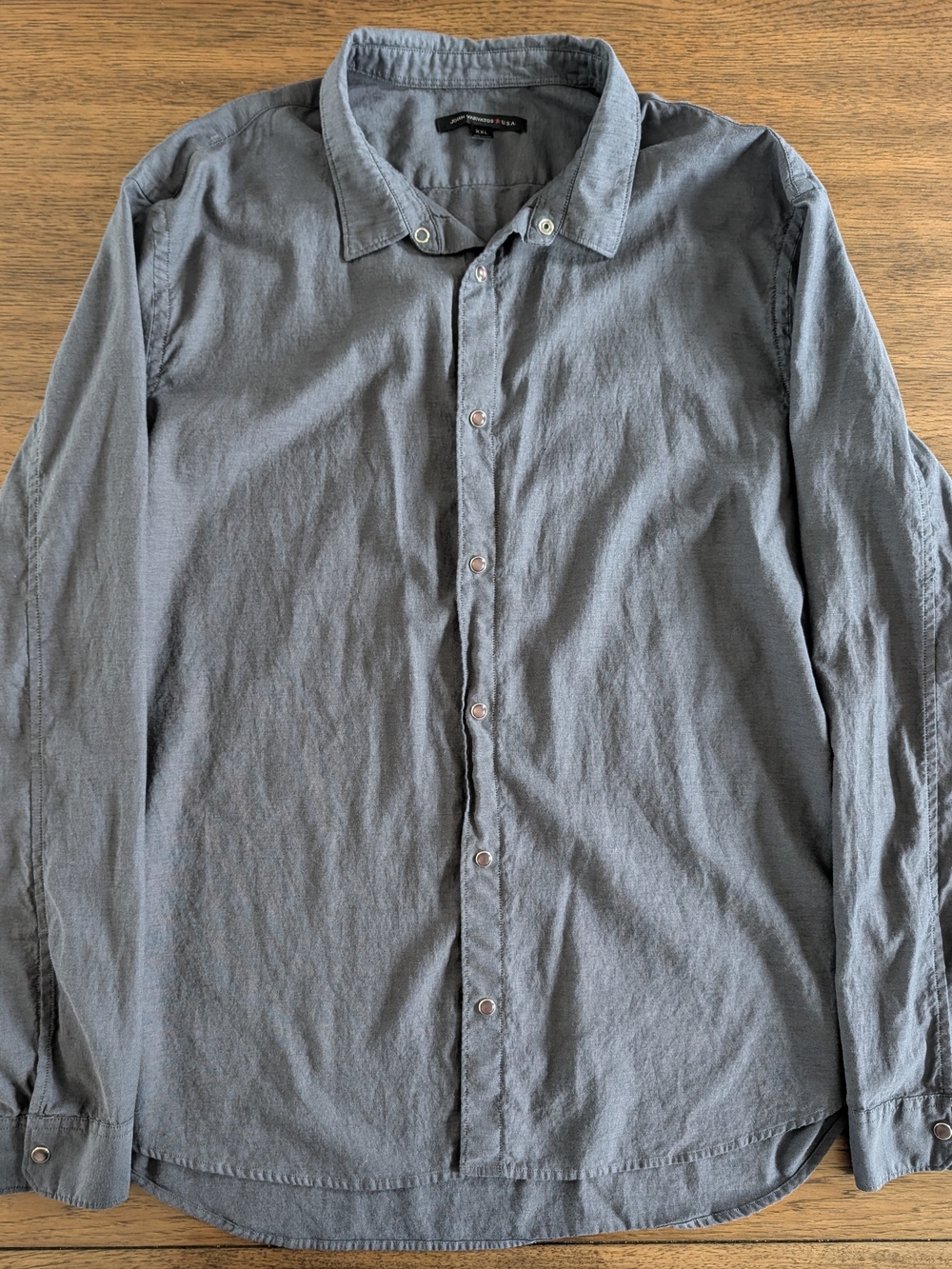 John Varvatos Men's Slate Gray Casual Button-Down Shirt